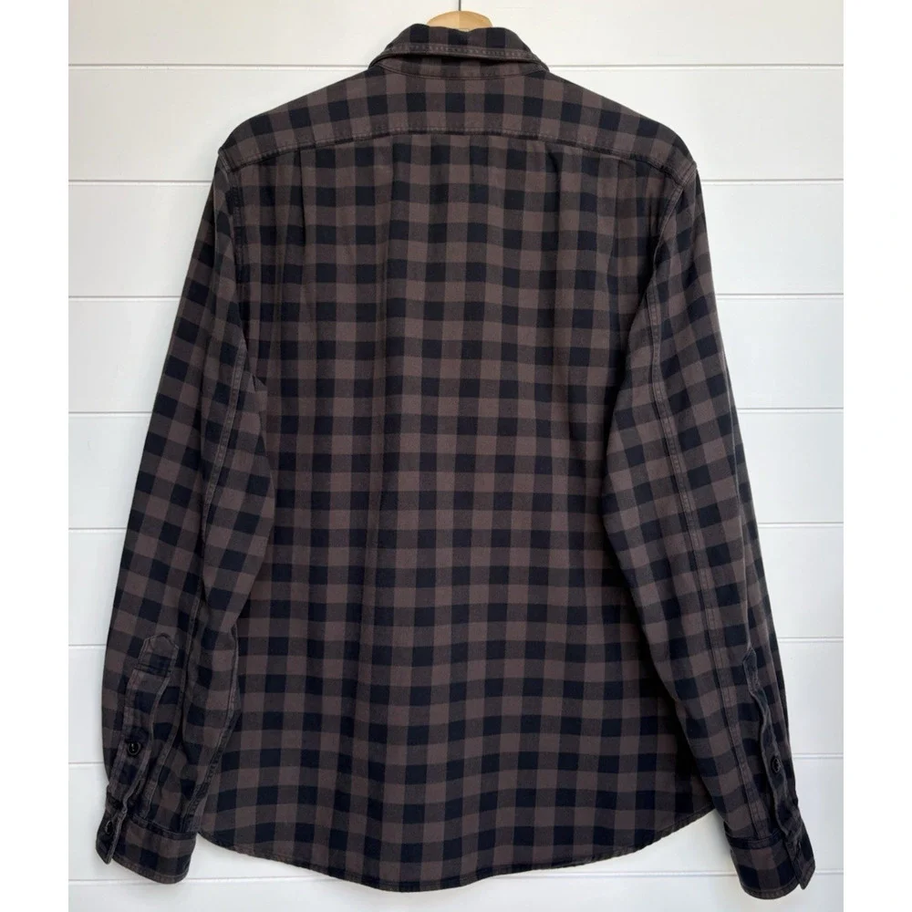 J CREW Buffalo Plaid Cotton Flannel Shirt Brown Black Button Up‎ Mens M Casual